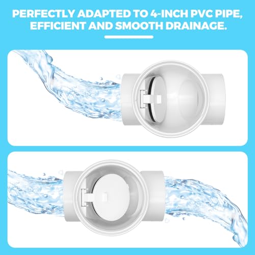 Image of Cinsda 4 inch PVC Backwater Valve, 4 Inch Back Flow Preventer Valve, Backflow Water Valve Prevents Sewage Backflow