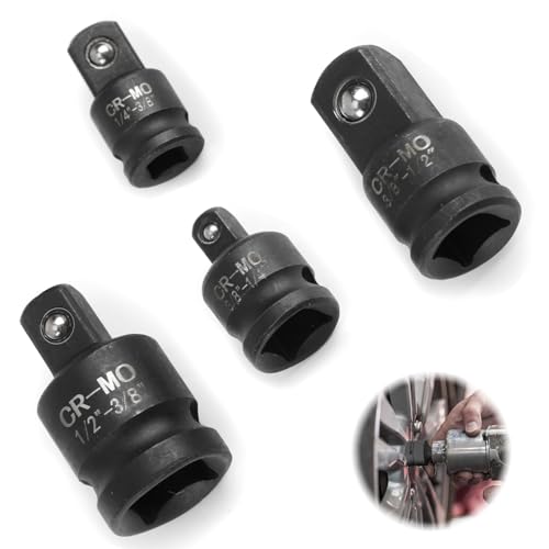 Hugwish 4 pcs adaptateur douille, 3/8 vers 1/4, 1/4 vers 3/8, 1/2 vers 3/8, 3/8 vers 1/2, acier...