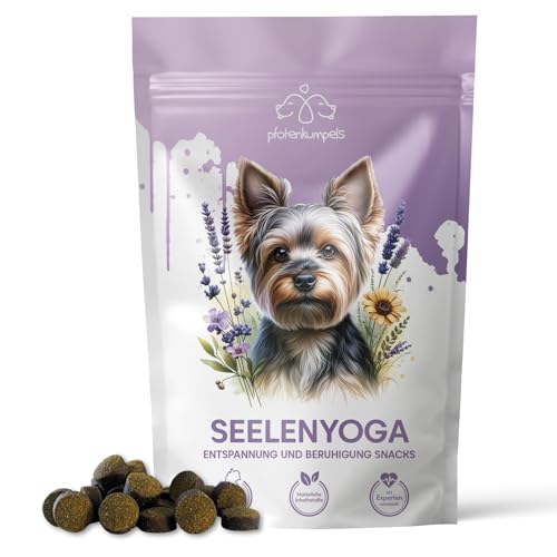 pfotenkumpels Seelenyoga | Beruhigungs-Snacks für Hunde I Mit Baldrian & Johanneskraut I Pflanzliches Beruhigungsmittel bei Angst, Stress & Silvester