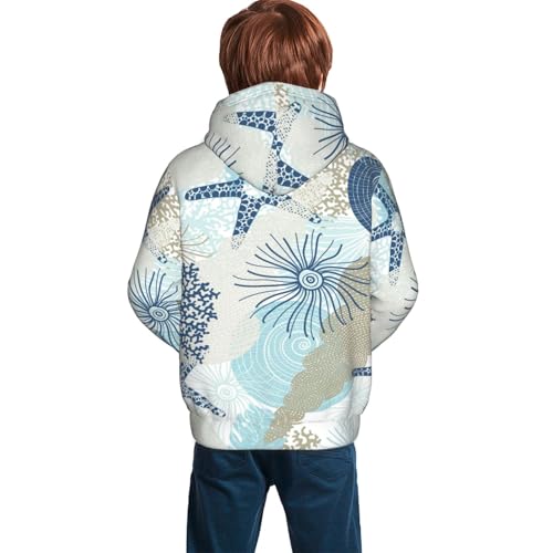 Algae Corals and Seashells Kid Hoodies Boys Sweatshirts Girls Pullover with Pocket4