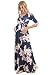 HELLO MIZ Women's Floral Print Draped 3/4 Sleeve Long Maxi Maternity Dress (Large, Navy Floral)