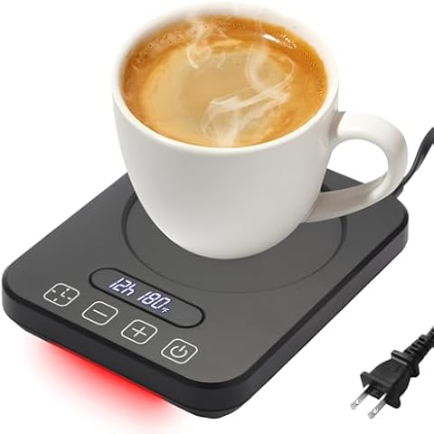 Coffee Mug Warmer for Desk with Display and 7-Temperature Settings, 36W Coffee Cup Warmer, Smart Mug Warmers, 1-12 Timer Auto Shut Off, Electric Coffee Warmer for Drinks, Milk and Tea Cover