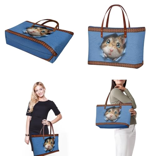 Image of Top Handle Purse for Women, Large Tote Handbag With PU Wallet Set, Gift for Mom