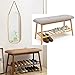 Zapatero Armario Madera Con Asiento Perchero Estrecho Bajo Zapateros De Pasillo Baratos, Interior Pequeno Banco De Zapatero 60CM 90cm Moderno Cojín De Tela Zapateros grey-60cm