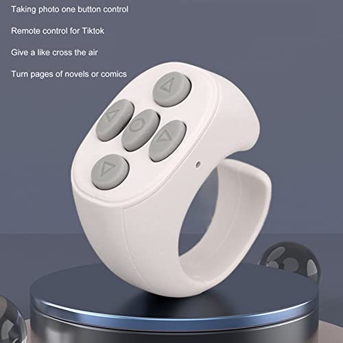 Wireless Cell Phone Remote Control Bluetooth Ring for Video Viewing Electronic Book Page Turner (White) - Image 3