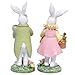 Hodao Easter Bunny Decoration Spring Rabbit Decor Gifts Handcrafted Resin Figurines Colorful and Charming Spring Decor for Home, and Holiday Celebrations (Set of 2) (White)