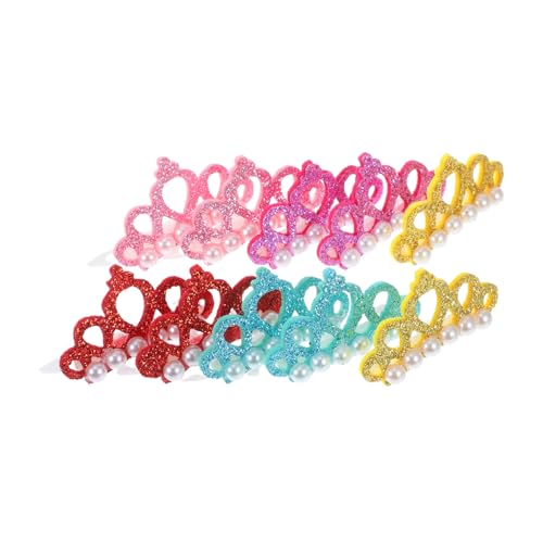 HOUDERCO 10Pcs Pet Hair Clips Crown Shaped Hair Accessories for Dogs Includes Yellow Lake Blue Pink Bright Red for Parties and Photo Props