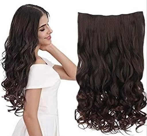 Expertcollection Curly Synthetic Hair Extension 24 Inch Five Clip Brown Volume Enhancer Hairpiece Women Gi Brown Free Size-image-12