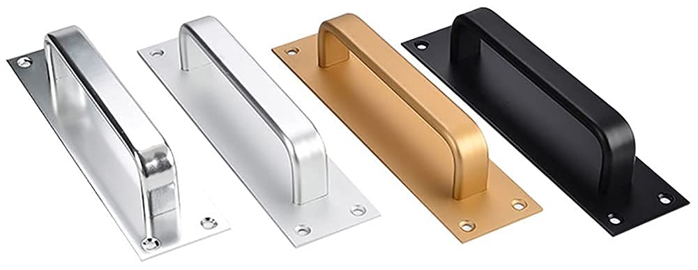 Klamki do drzwi przesuwnych typu barn door, Aluminiowe klamki do drzwi przesuwnych montowane bocznie szopy i szafki w wielokolorowym opakowaniu(Bright Silver,1 Piece)