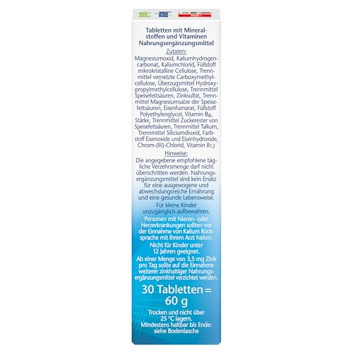 Doppelherz Magnesium + Kalium 400 – Magnesium und Kalium als Beitrag für die normale Muskelfunktion – 30 Tabletten