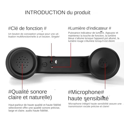 Combiné Téléphonique Rétro Rechargeable sans Radiation pour Fixe et Bureau - 6