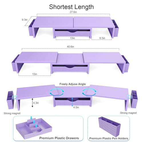 Image of gianotter Dual Monitor Stand Riser With Drawer and 2 Pen Holders