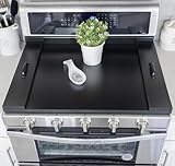 RELODECOR Noodle Board Stove Covers, Laminate Wood Farmhouse Stove Top Cover with Handles (Ebony Black), Sink Cover for Counter Space, Stovetop Covers for Electric Stove, RV Oven, Induction Stove