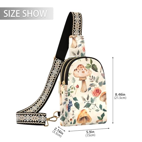 Sling Bag for Women Mushroom Rose Forest Crossbody Backpack Purse Small Cross Body Bags Travel Shoulder Bags Chest Bag Casual Daypack4