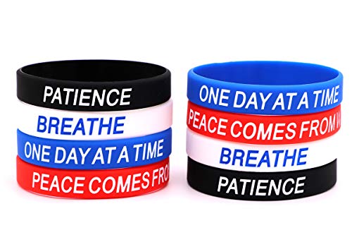 AVEC JOIE Inspirational Silicone Bracelets Rubber Bands Wristbands with Motivational Saying in Unisex Adult Size Wrist Band Gift for Teens Men Women