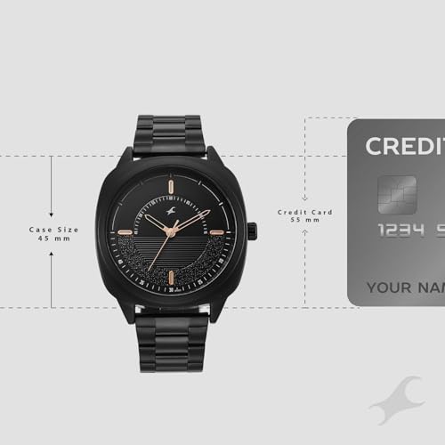 Image of Fastrack Stunners X Quartz Analog with Black Dial Black Stainless Steel Strap Watch for Men - 38161NM02
