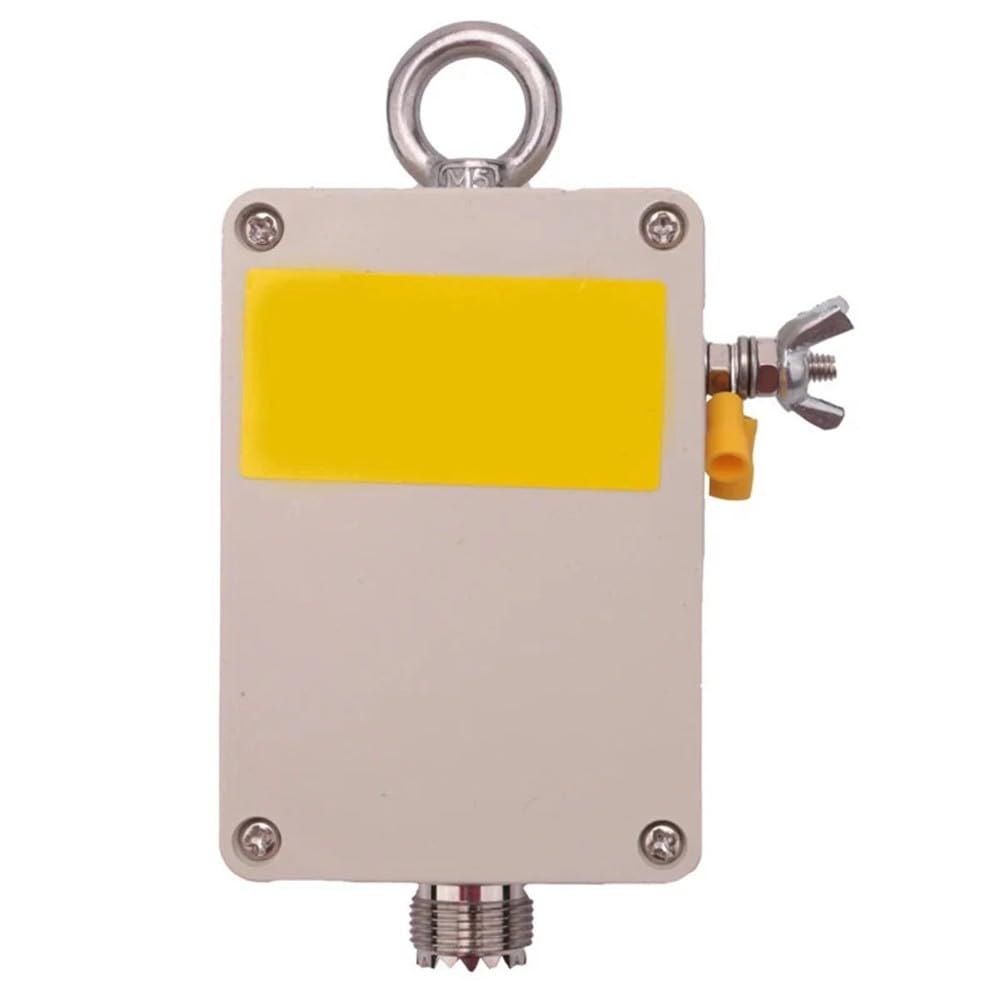 Antena EFHW 49:1 de onda corta para radioaficionados de 5-35 MHz con balun gris y potencia de 100W