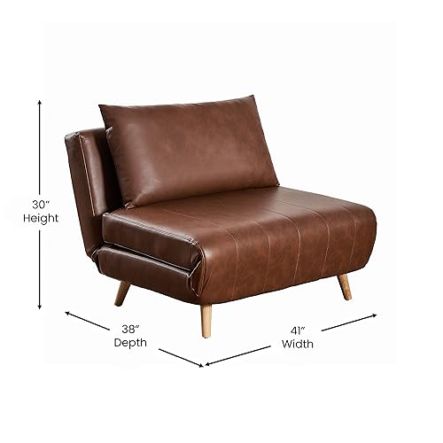 Sillón plegable cómodo marrón miniatura 2