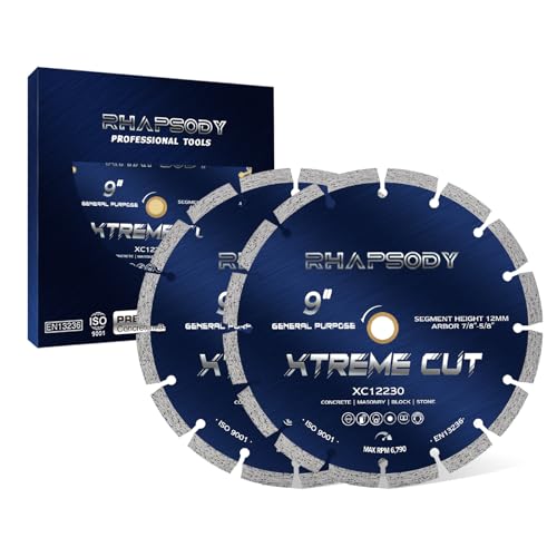 Image of RHAPSODY 9 Inch Diamond Saw Blade 2Pcs,Segmented General Purpose Blade