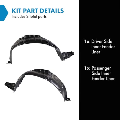 Image of TRQ Inner Fender Liner Set Compatible with 2000-2001 Nissan Altima NI1250110 NI1251110