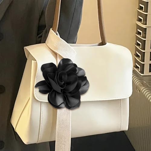 Image of 2Pack 6inch Extra Large Satin Brooches Lapel Pins Dainty Elegant Fabric Camellia Rose Flower Brooch Pin for Women Wedding Part Dance Clothes Accessories Jewelry