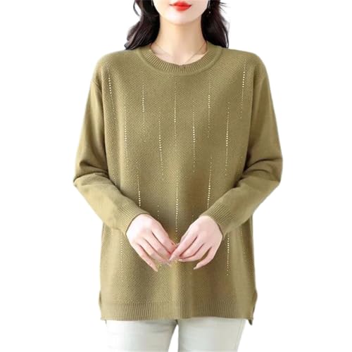 Women's Round Neck Loose Knitted Pullovers Long Sleeve Casual Sweater