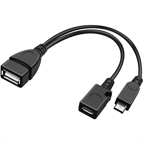 NECABLES Cabo OTG 2 em 1 para TV Stick com cabo de alimentação USB tipo A fêmea para micro USB macho