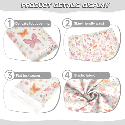 KLL Embroidery Bee Butterfly Flowers Toddler Girl Legging Comfortable High Waisted Dance Pants Exercise3