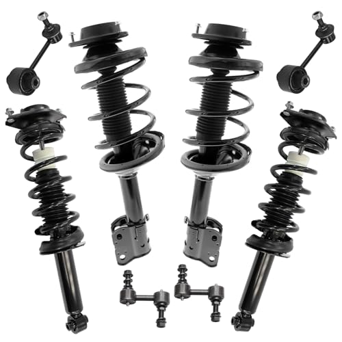 Image of Detroit Axle - 8pc Front Rear Struts Sway Bars Kit for 2013 2014 Subaru Outback, 4 Struts with Coil Spring 4 Stabilizer Sway Bar End Links Replacement Suspension Kit
