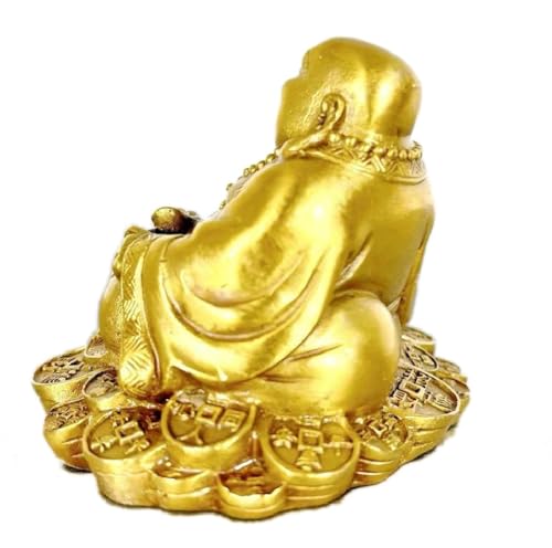 Estatua de Buda sonriente de latón Feng Shui pequeña miniatura 4