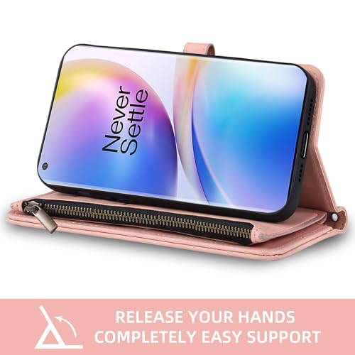 OnePlus 8 Pro coque portefeuille pliable à fermeture éclair et lanière - 5