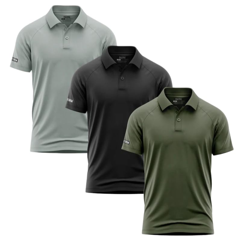 Essentials Polo 3 Pack Men’s Moisture Wicking Spandex Polyester Itch-Free Collar Reinforced