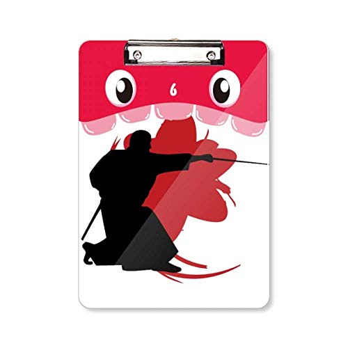 Presse-papiers japonais A4 en motif Sakura avec pince Samurai