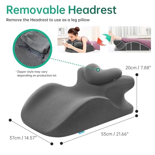 Image of MOONYOOY Memory Foam Ergonomic Rest Pillow for Sleeping, Acid Reflux & GERD Relief - Elevation Bed Support Pillow for Back Pain, Post Surgery Recovery, Reading with Removable Washable Cover Gray