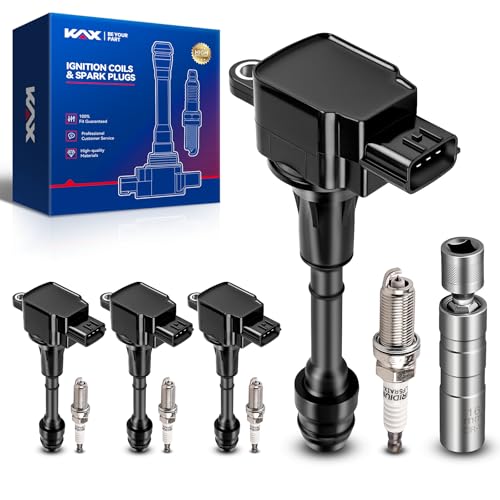 Image of KAX Ignition Coils & Spark Plugs Set Fit for Nissan Altima, Sentra | (w /tool) Altima 2002-2006 2.5L, Sentra 2002-2006 2.5L UF350