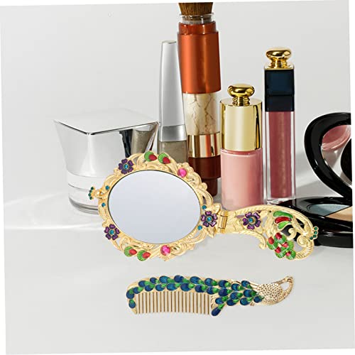 Espejo de maquillaje portátil estilo vintage plegable miniatura 2