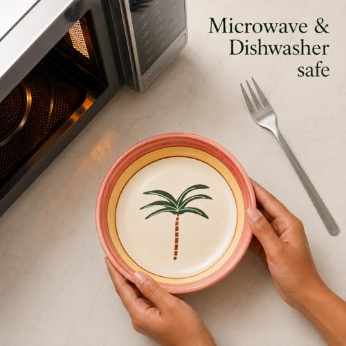 Image of Ceramic Snack Bowl Set for Serving, Dessert & Fruits | Multipurpose Kitchen Bowls Set | Premium Aesthetic Small Serving Bowl Palm Tree Design | Pack of 1| 700ml