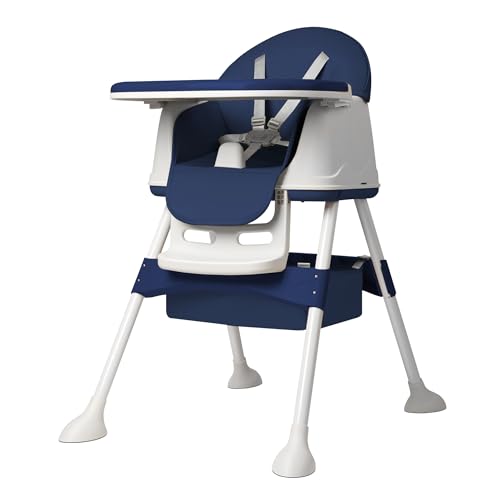 Image of YEATHOR High Chair 3-in-1, Convertible Highchairs, Height Adjustable Baby Dining Chair with Removable Tray and Seat, Easy to Clean, Walker Booster Seat for 6-36 Months, Blue