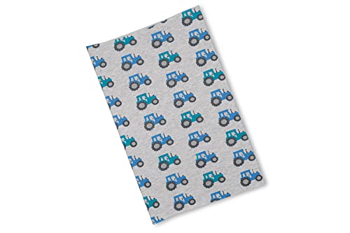 Sterntaler Multifunktionstuch Traktor – Jungen Halstuch & Mütze aus Melange-Singlejersey mit UV-Schutz 50+ – Bedruckt mit Traktoren – Vielseitig tragbar – Größe 2 – Farbe silber