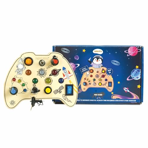 Image of Fidget Pad Montessori Busy Board for Toddlers 1-3 Years, LED Lights and Functional Switches, Sensory Educational Toy, Fine Motor Skills, Travel Toy for Boys and Girls, Birthday Gift
