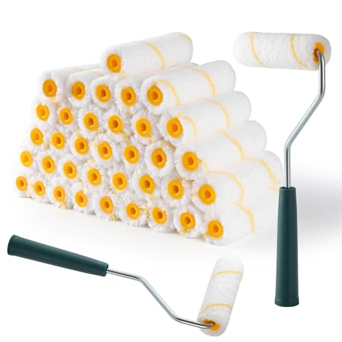 YiBaiBrush Paint Roller Covers 40 Pack 4 Inch 3/8 Nap Microfiber