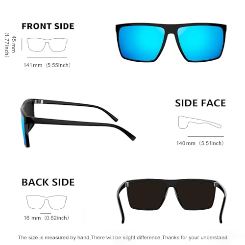 Image of MAXJULI Polarized Sunglasses for Men Lightweight TR90 UV400 Protection Square Sun Glasses Black /Blue 8142