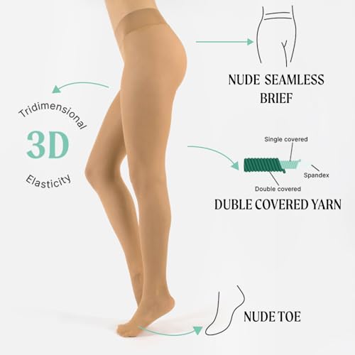 Image of CALZITALY Seamless Sheer Tights, Comfortable Waistband, 15 Denier Pantyhose Multi Colors Made in Italy