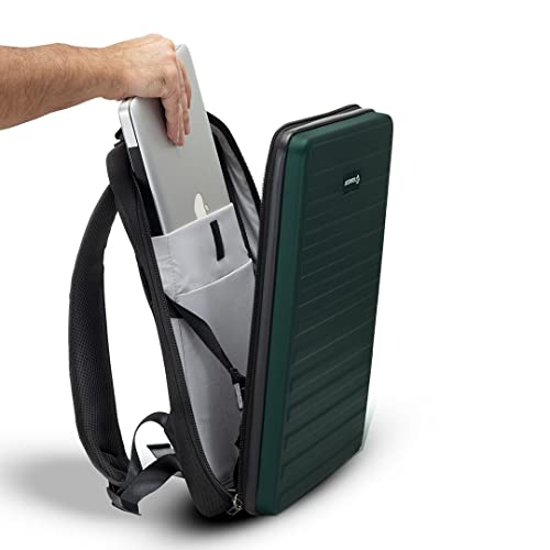 Image of Assembly Hard-Sided Polycarbonate Cabin Trolley Luggage 20 Inches with Hard Shell Laptop Backpack - Forest Green