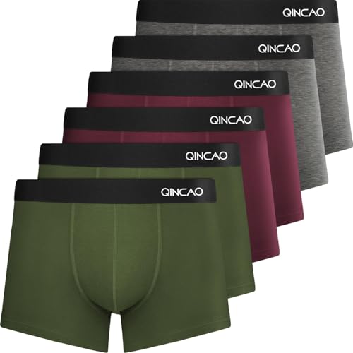 QINCAO - Boxer da Uomo, Confezione da 6 Pezzi, privi di Etichette Che graffiano, Biancheria Intima, Boxer in Cotone, Taglia: S - 4XL