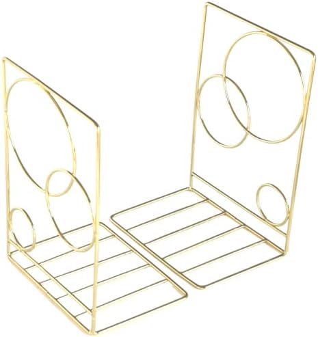 Gold Bookends,Book Ends for Home Decorative,Round Geometric Book Ends(2 Piece Set),Book Ends to Hold Books