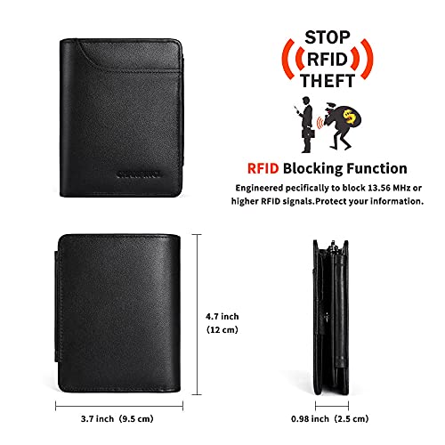 Mens Genuine Leather Zipper Wallet anti-theft brush Large Capacity Double Fold Multi-card Leather Wallets for Men and coin purse2
