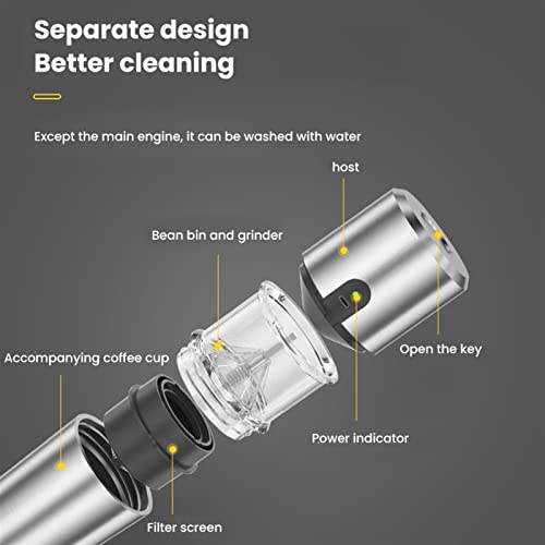 Amoladora de café, Mini USB Grano de café Grinder Electric Coffee Grinder de Acero Inoxidable Frijoles Especias Máquina… - Imagen 6