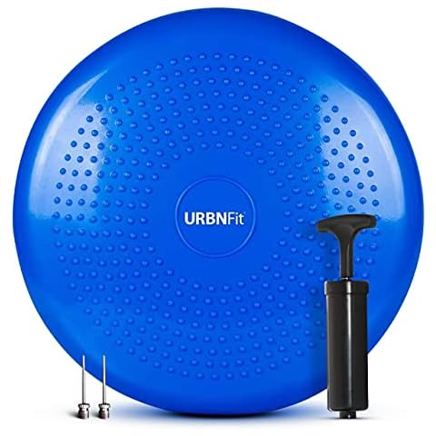 URBNFit Wobble Cushion - Balance Cushions for Yoga, Physio, & Core Strengthening - Non-Slip Sensory Wiggle Board for Children - Stability Disc for Office Chair - Fidget Seat for Kids w/Bonus Pump Cover