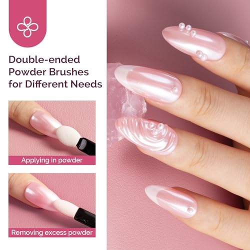 Image of MelodySusie White Chrome Nail Powder for Gel Nails,Pearl Powder Mirror Effect Pigment Pearlescent Mermaid Pigment Pearl Glitter for Home DIY Salon Use Visit the MelodySusie Store